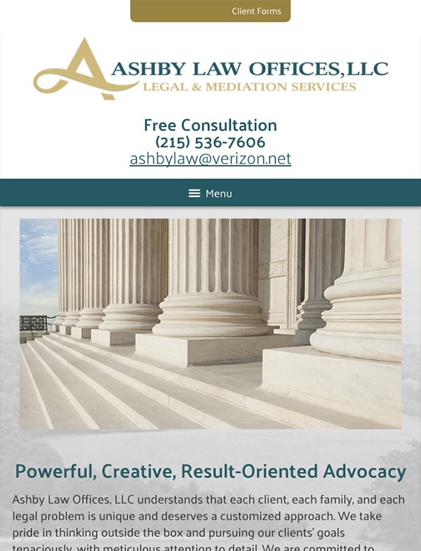 Mobile Friendly Law Firm Webiste for Ashby Law Offices, LLC