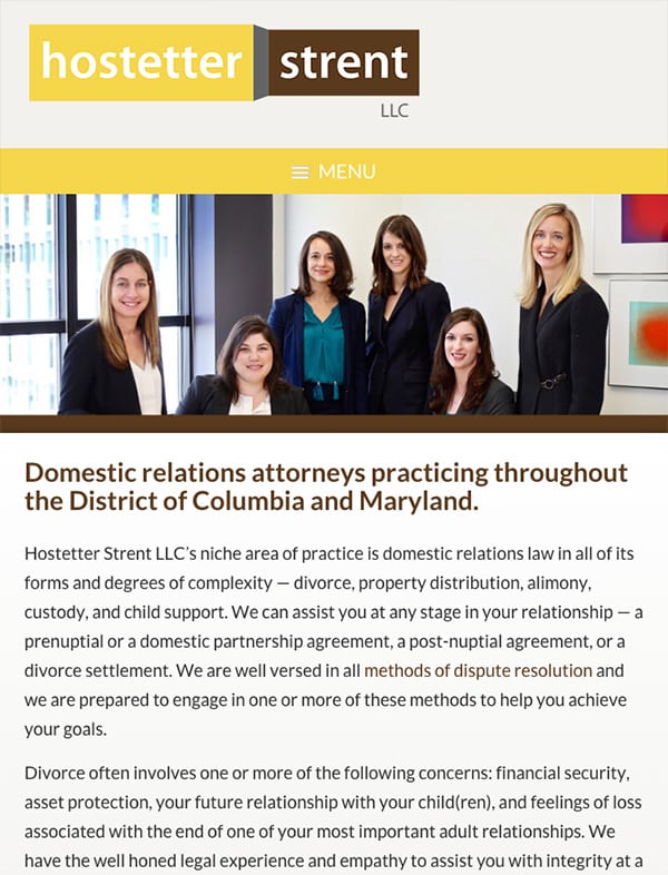 Mobile Friendly Law Firm Webiste for Hostetter Strent LLC