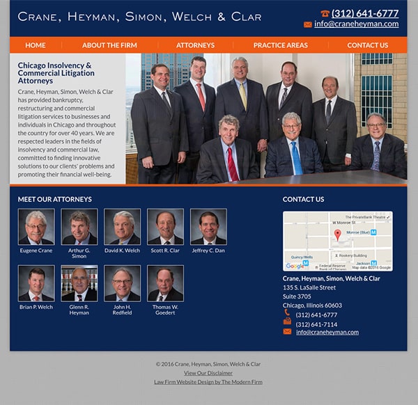 Law Firm Website Design for Crane, Heyman, Simon, Welch & Clar