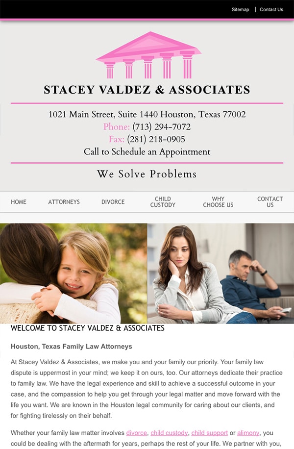 Mobile Friendly Law Firm Webiste for Stacey Valdez & Associates