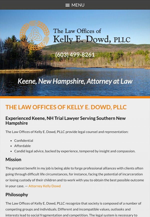 Mobile Friendly Law Firm Webiste for The Law Offices of Kelly E. Dowd, PLLC