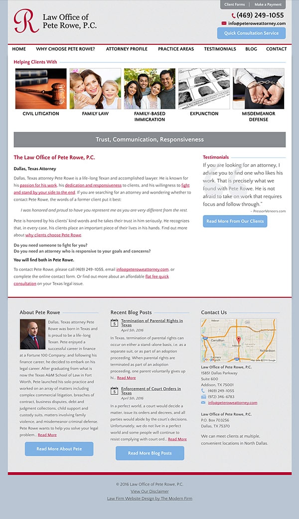 Law Firm Website Design for Law Office of Pete Rowe, P.C.