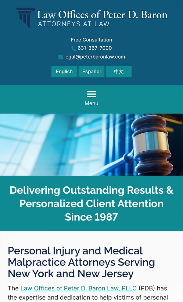 Mobile Friendly Law Firm Webiste for Law Offices of Peter Baron, PLLC