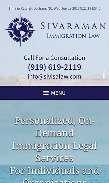 Responsive Mobile Attorney Website for Sivaraman Immigration Law