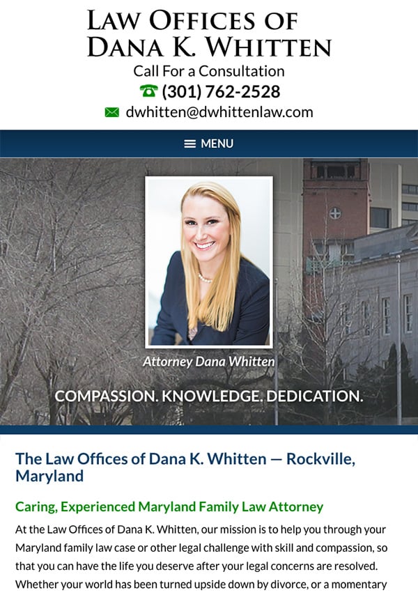 Mobile Friendly Law Firm Webiste for Law Offices of Dana K. Whitten