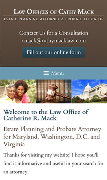 Responsive Mobile Attorney Website for Law Office of Catherine R. Mack