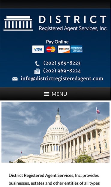 Responsive Mobile Attorney Website for District Registered Agent Services, Inc.