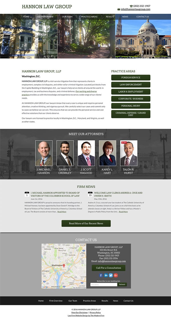 Law Firm Website Design for HANNON LAW GROUP, LLP