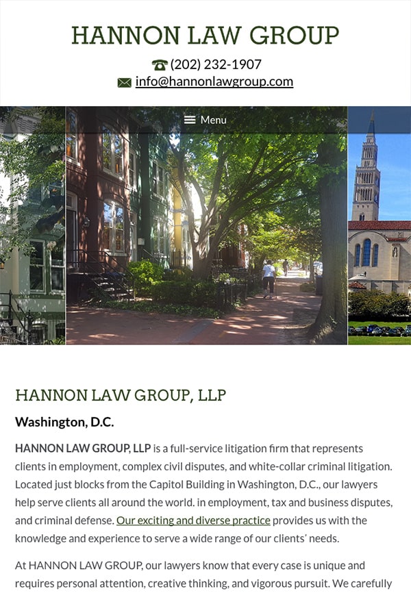 Mobile Friendly Law Firm Webiste for HANNON LAW GROUP, LLP