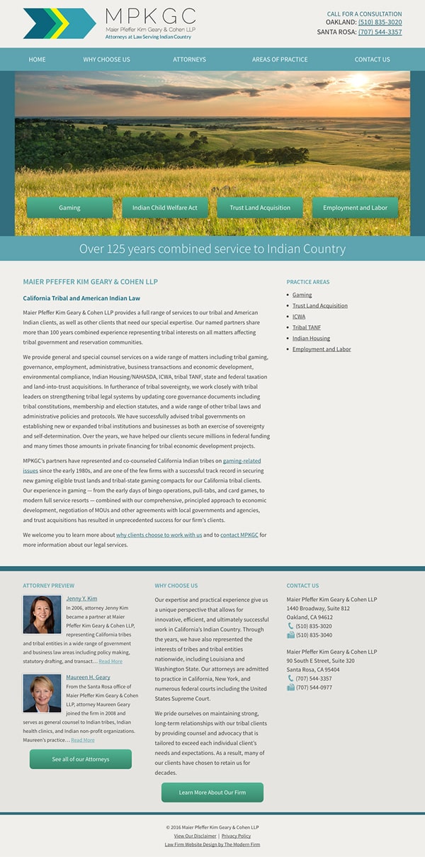 Law Firm Website Design for Maier Pfeffer Kim Geary & Cohen LLP
