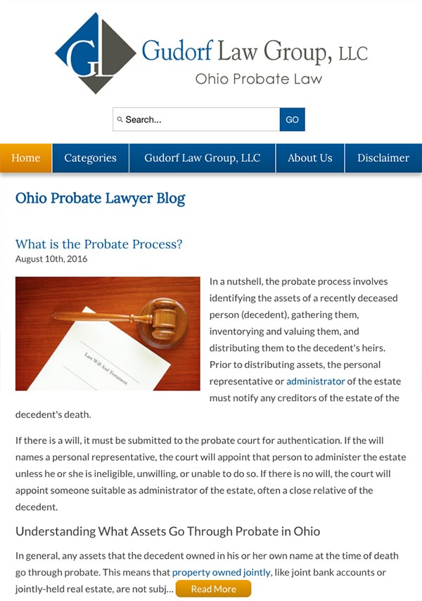 Mobile Friendly Law Firm Webiste for Gudorf Law Group, LLC