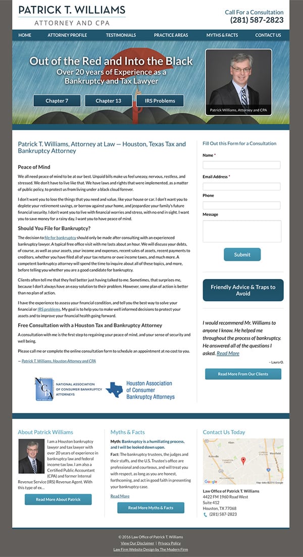 Law Firm Website Design for Law Office of Patrick T. Williams