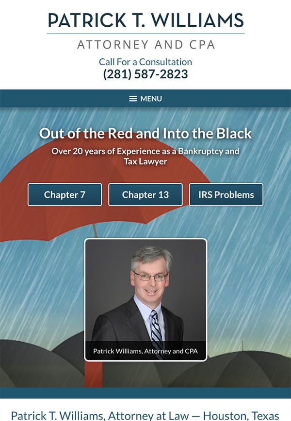 Mobile Friendly Law Firm Webiste for Law Office of Patrick T. Williams