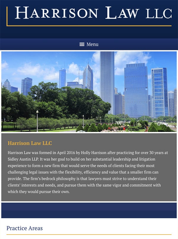 Mobile Friendly Law Firm Webiste for Harrison Law LLC