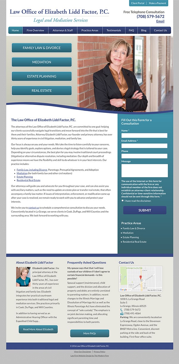 Law Firm Website Design for Law Office of Elizabeth Lidd Factor, P.C.