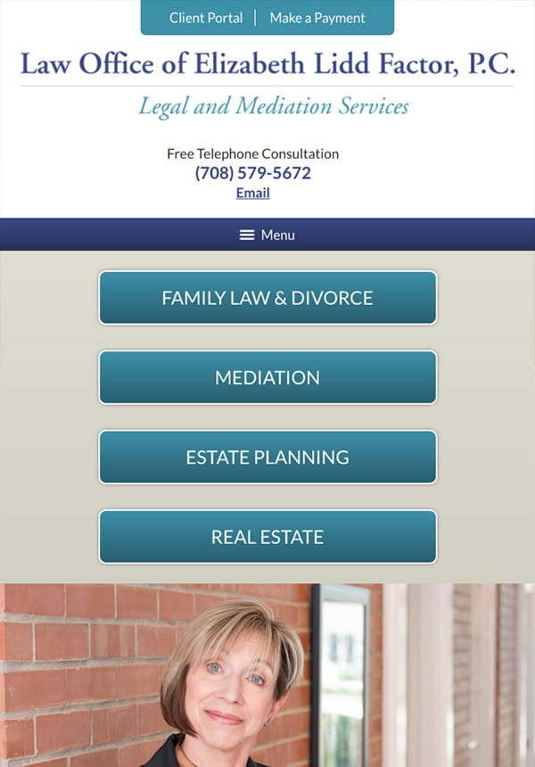 Mobile Friendly Law Firm Webiste for Law Office of Elizabeth Lidd Factor, P.C.