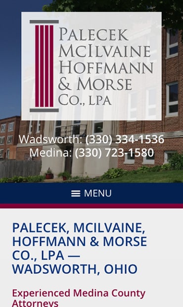 Responsive Mobile Attorney Website for Palecek, McIlvaine, Hoffmann & Morse Co., LPA