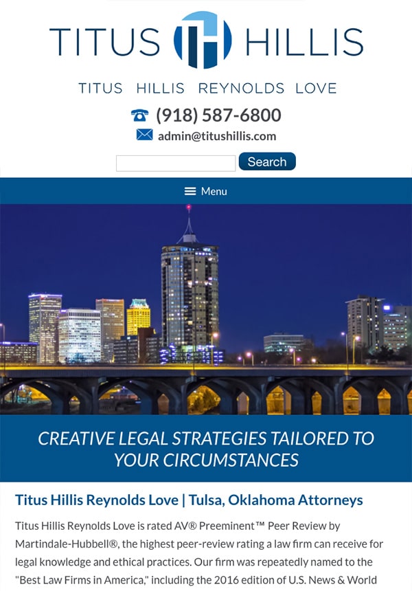 Mobile Friendly Law Firm Webiste for Titus Hillis Reynolds Love