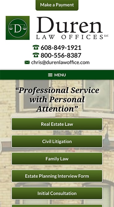 Responsive Mobile Attorney Website for Duren Law Offices, LLC