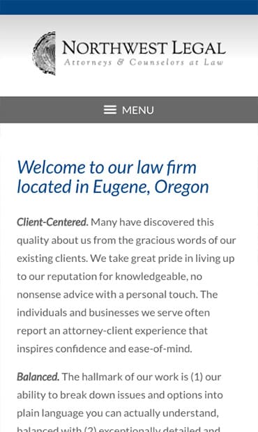Responsive Mobile Attorney Website for Northwest Legal