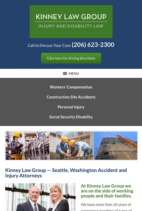 Mobile Friendly Law Firm Webiste for Kinney Law Group