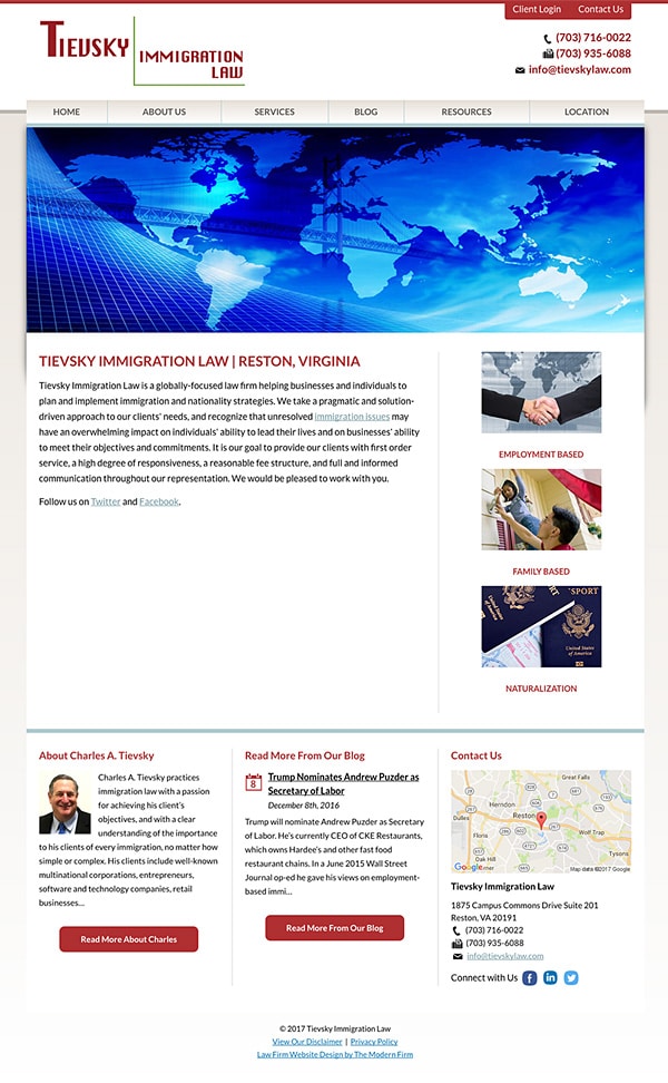 Law Firm Website Design for Tievsky Immigration Law