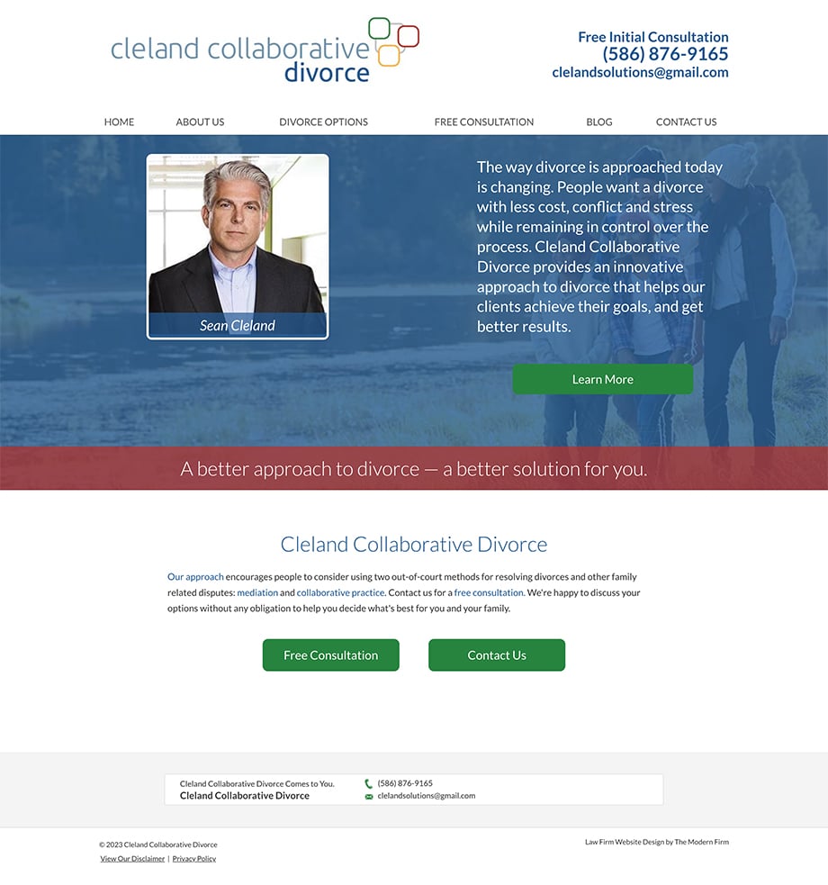 Law Firm Website Design for Cleland Collaborative Divorce