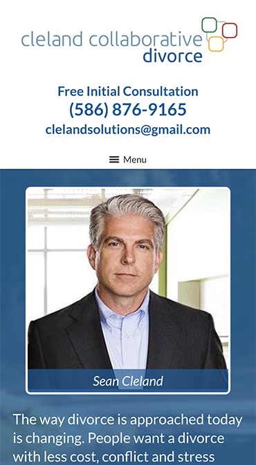 Responsive Mobile Attorney Website for Cleland Collaborative Divorce