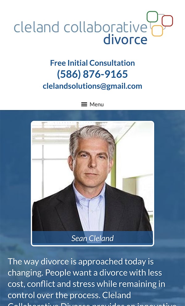 Mobile Friendly Law Firm Webiste for Cleland Collaborative Divorce