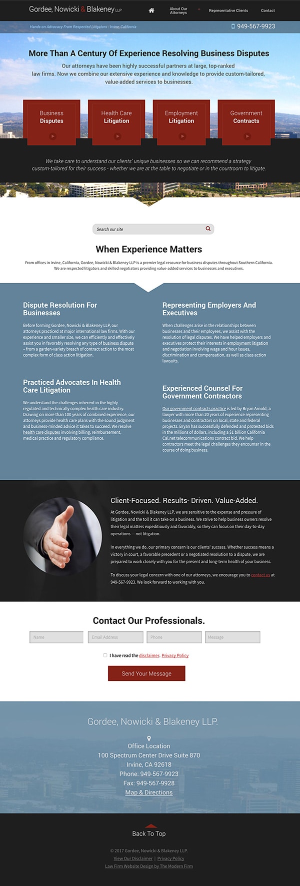 Law Firm Website Design for Gordee, Nowicki & Blakeney LLP