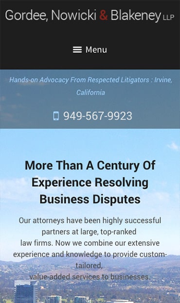 Responsive Mobile Attorney Website for Gordee, Nowicki & Blakeney LLP