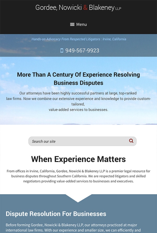 Mobile Friendly Law Firm Webiste for Gordee, Nowicki & Blakeney LLP