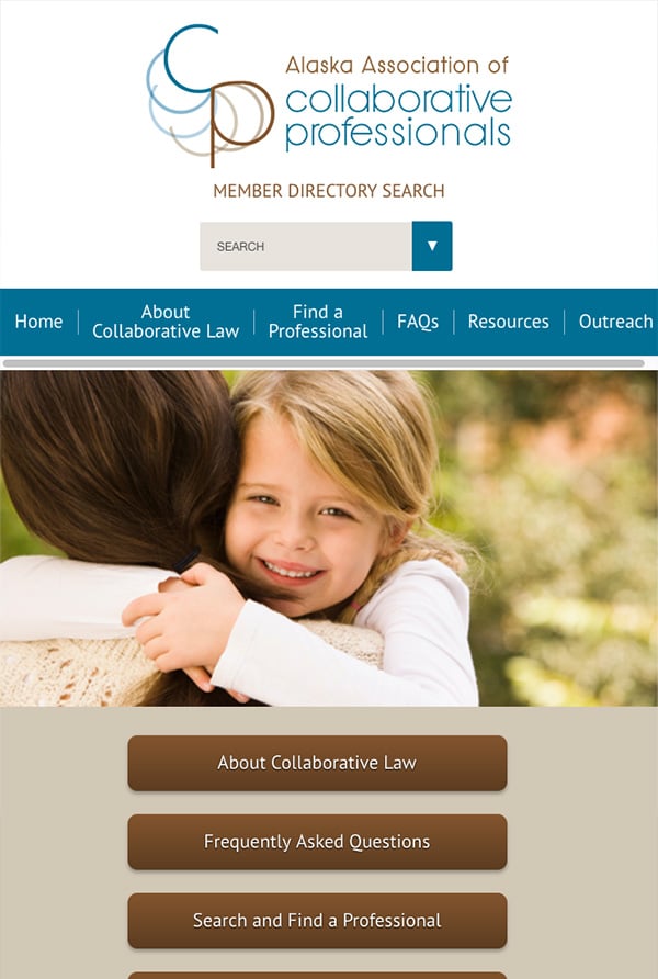 Mobile Friendly Law Firm Webiste for Alaska Association of Collaborative Professionals