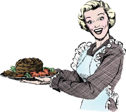 1950s illustration of Woman with Pot Roast