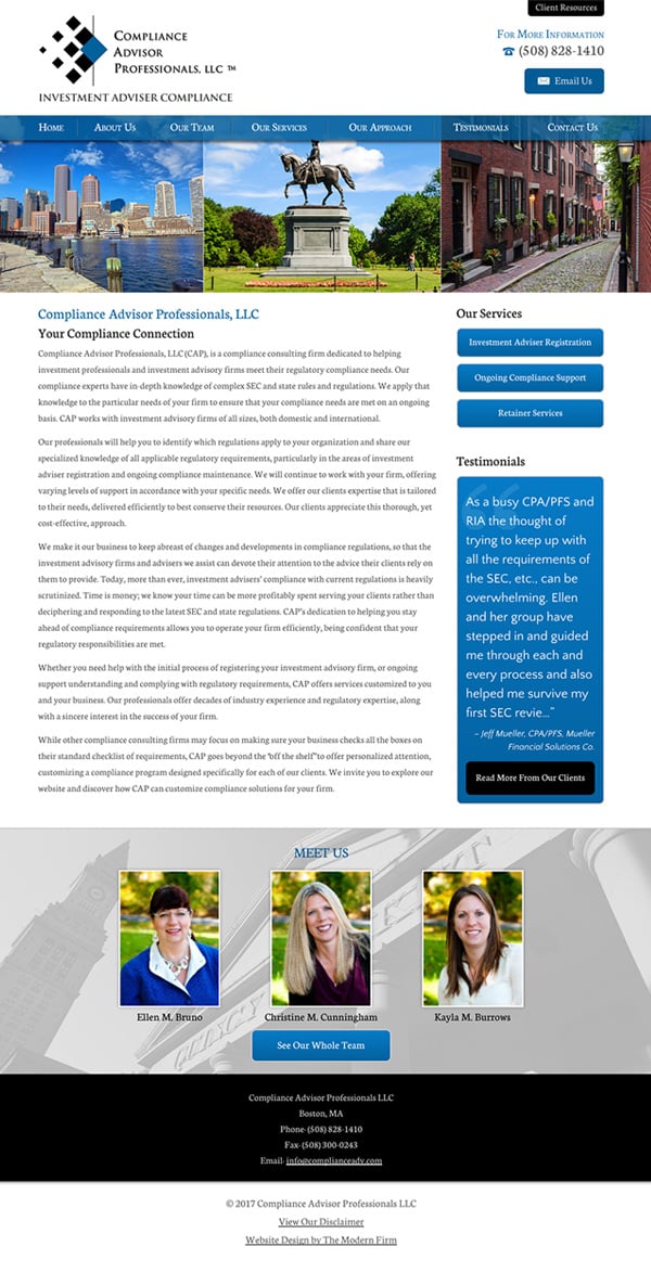 Law Firm Website Design for Compliance Advisor Professionals LLC