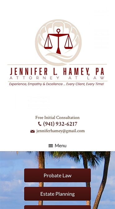 Responsive Mobile Attorney Website for Jennifer L. Hamey, PA