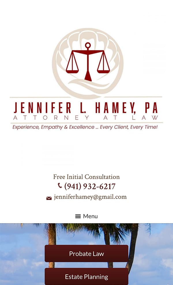 Mobile Friendly Law Firm Webiste for Jennifer L. Hamey, PA