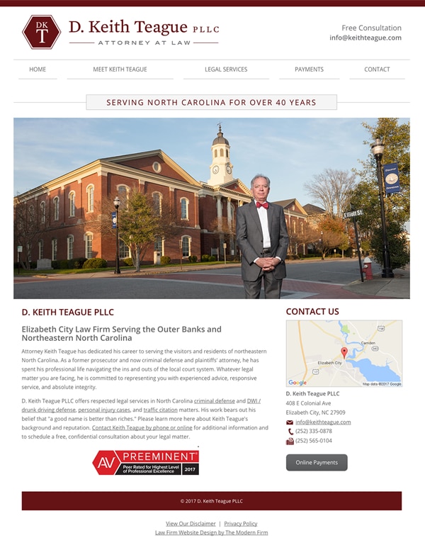 Law Firm Website Design for D. Keith Teague PLLC