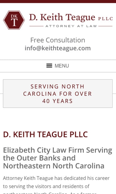 Responsive Mobile Attorney Website for D. Keith Teague PLLC