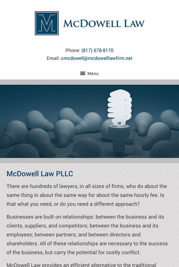 Mobile Friendly Law Firm Webiste for McDowell Law PLLC