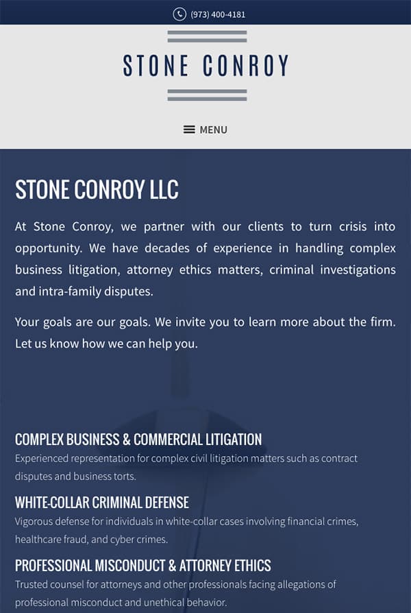 Mobile Friendly Law Firm Webiste for Stone Conroy LLC