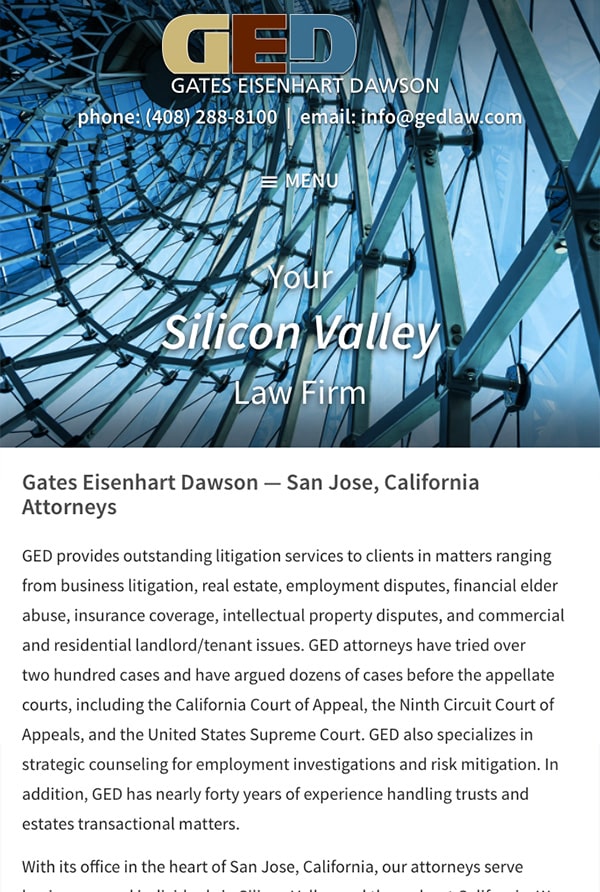 Mobile Friendly Law Firm Webiste for Gates Eisenhart Dawson