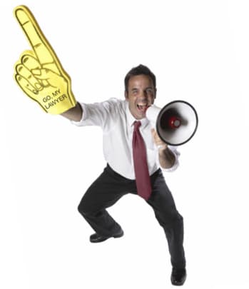 Testimonial - Guy with Megaphone and Foam Finger