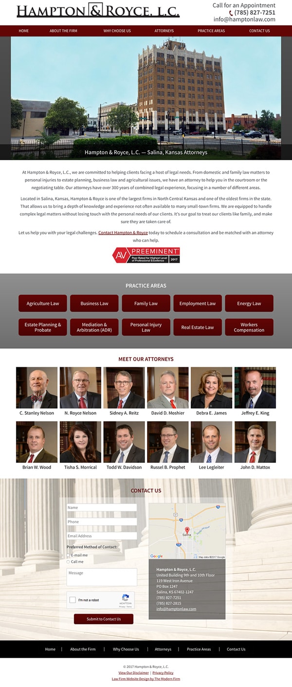 Law Firm Website Design for Hampton & Royce, L.C.