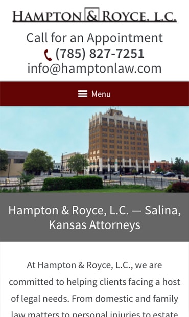 Responsive Mobile Attorney Website for Hampton & Royce, L.C.