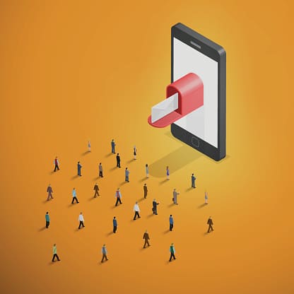 Email Marketing - Crowd Walking Toward Smartphone