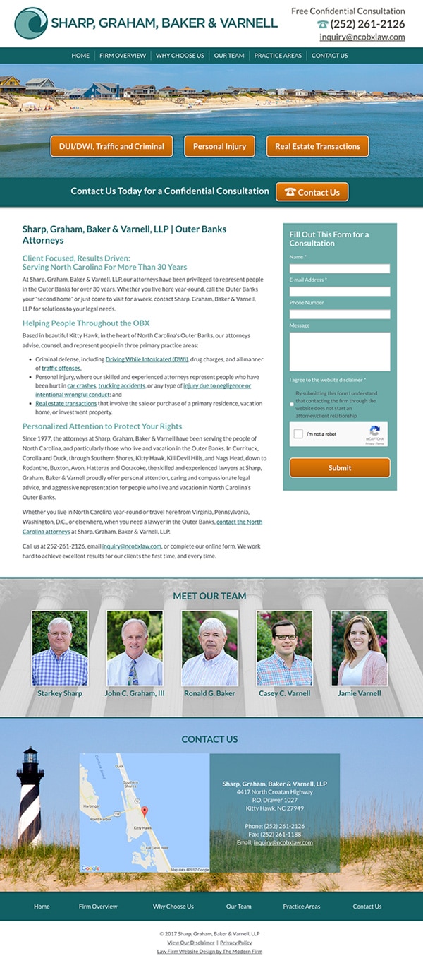 Law Firm Website Design for Sharp, Graham, Baker & Varnell, LLP