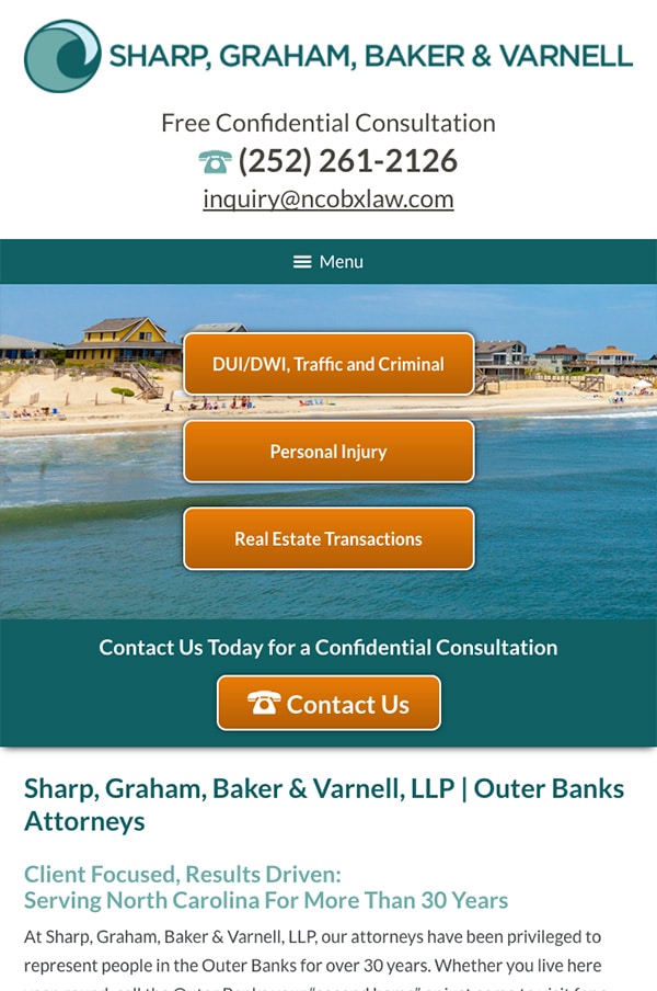 Mobile Friendly Law Firm Webiste for Sharp, Graham, Baker & Varnell, LLP