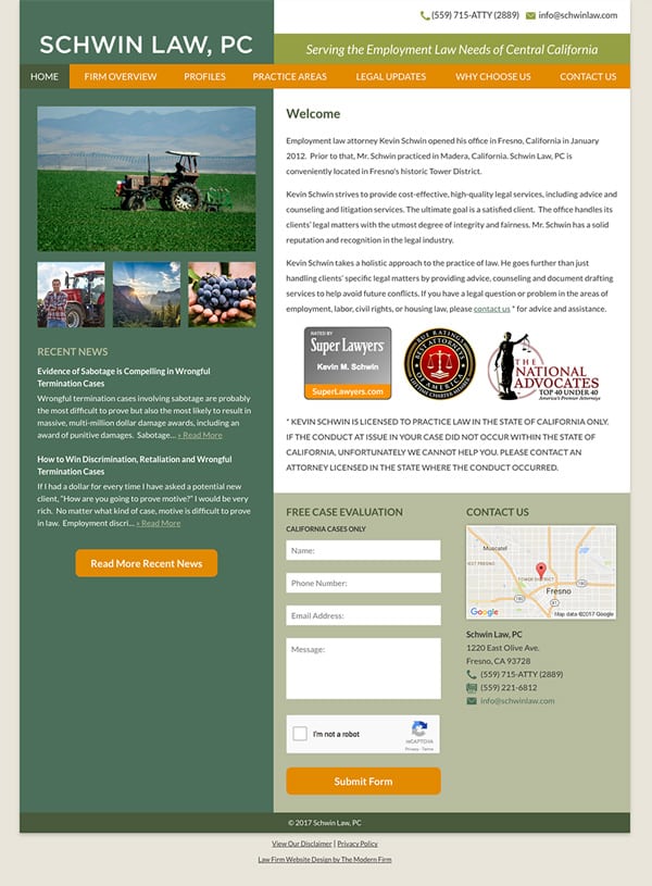Law Firm Website Design for Law Office of Kevin Schwin