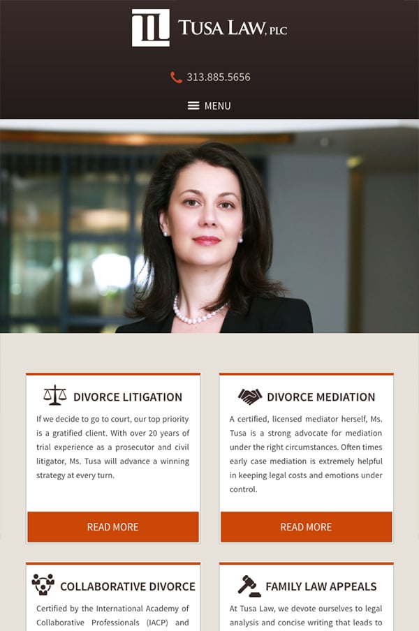 Mobile Friendly Law Firm Webiste for Tusa Law, PLC